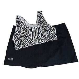 Adult 2XL Zebra Top & Black Dance Outfit Skirt 5XL Yth Workout Athletic Costume